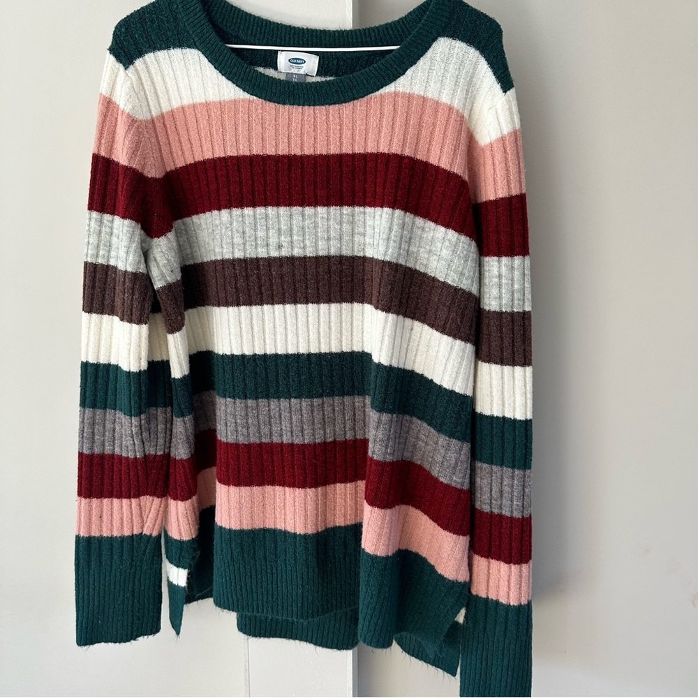 Old Navy Colorful Striped Crew Neck Sweater